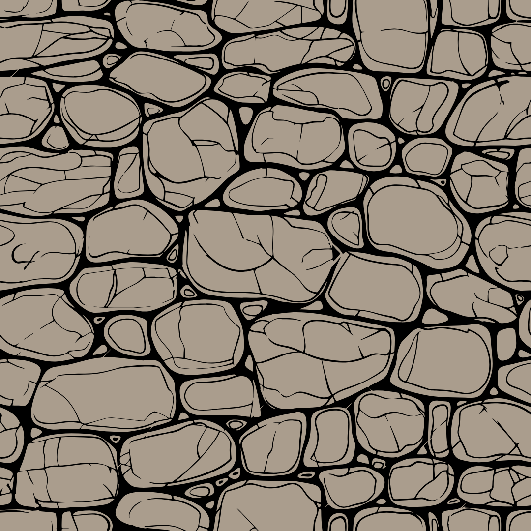 A black and white drawing of a stone wall