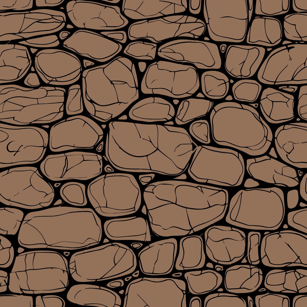 A black and white drawing of a stone wall