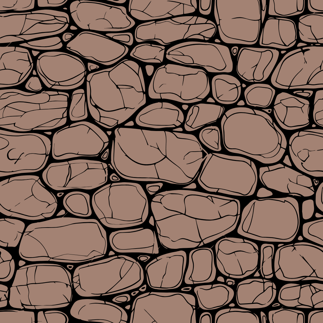 A black and white drawing of a stone wall