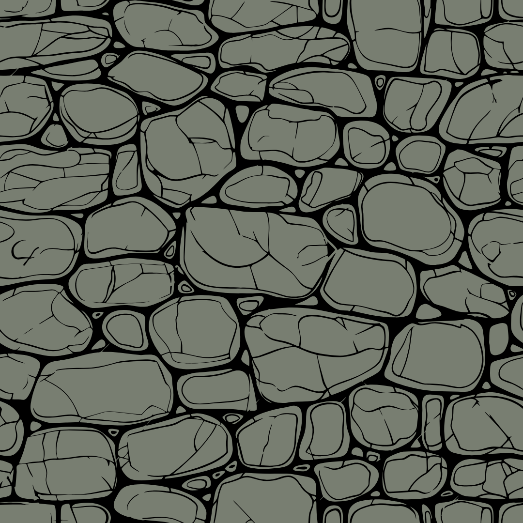 A black and white drawing of a stone wall
