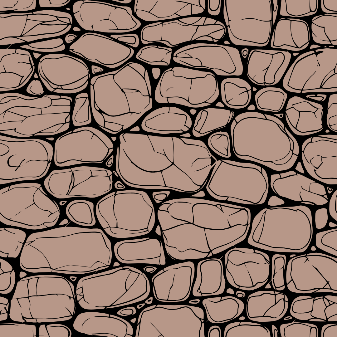 A black and white drawing of a stone wall