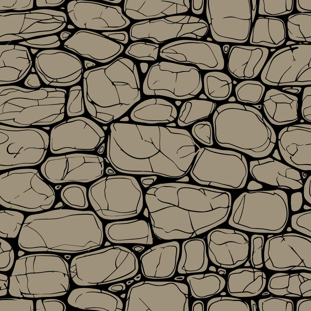 A black and white drawing of a stone wall