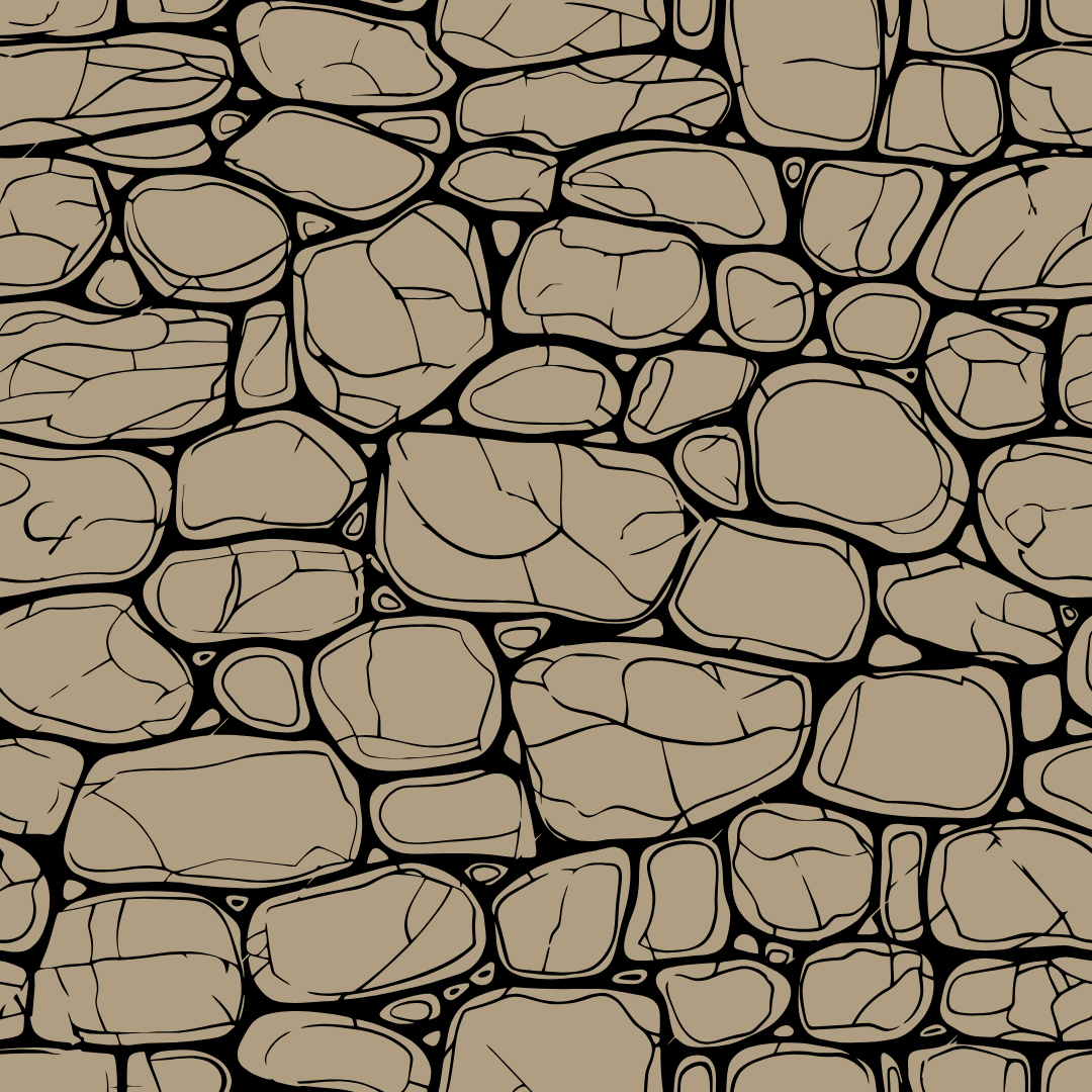 A black and white drawing of a stone wall