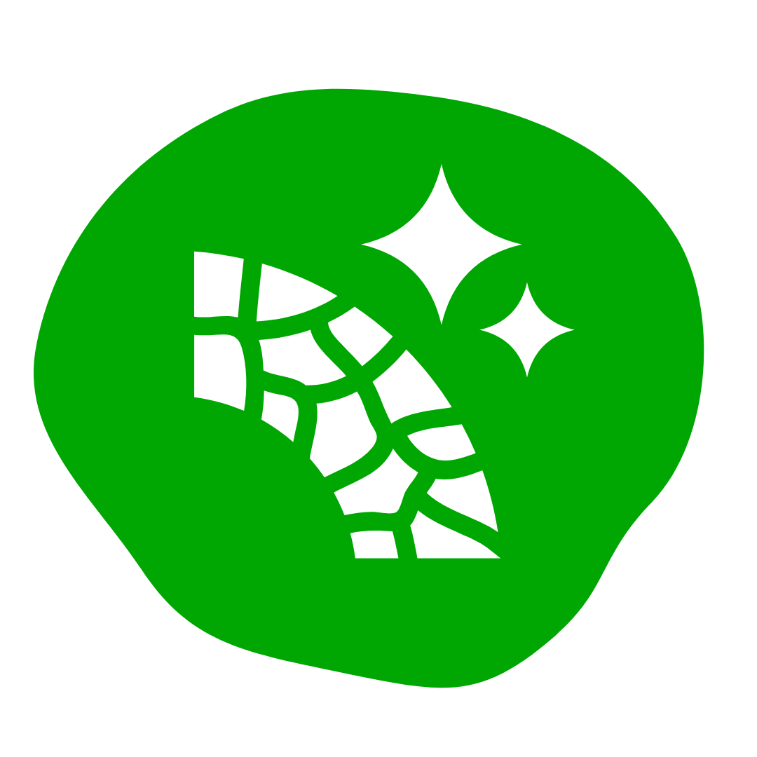 A blue circle with a white icon of a shoe on it.