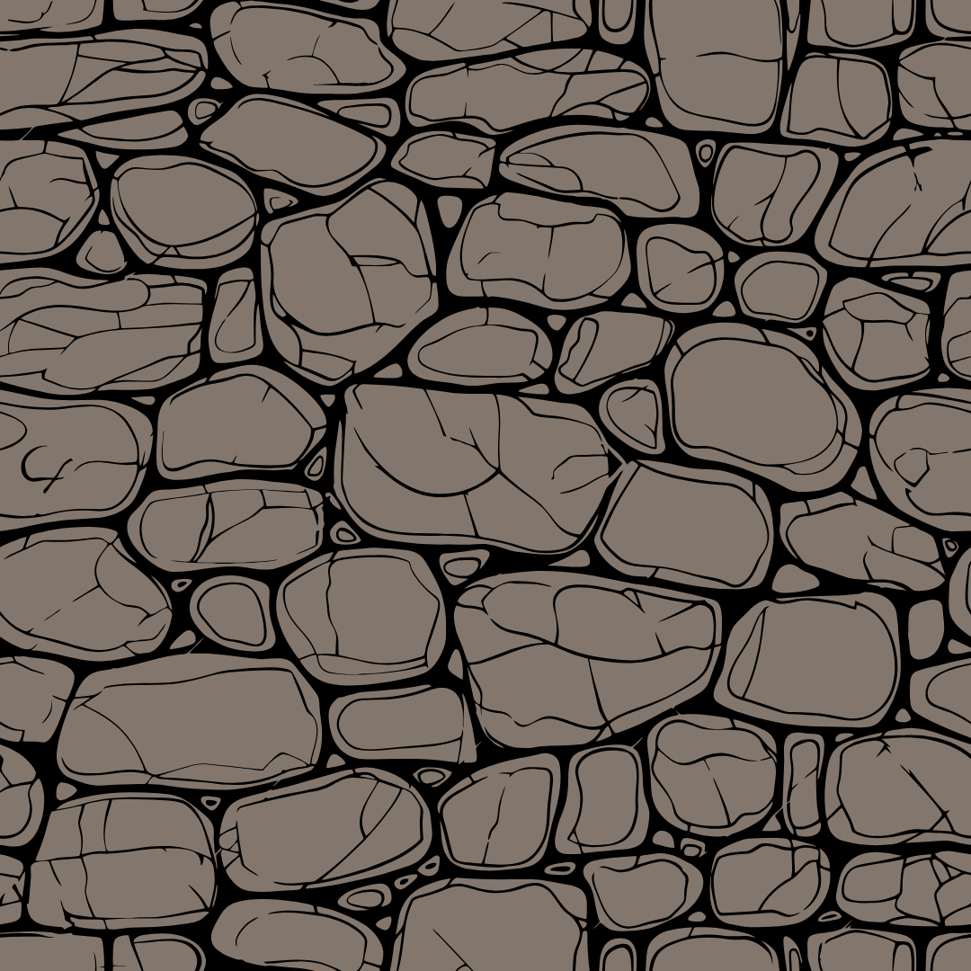 A black and white drawing of a stone wall