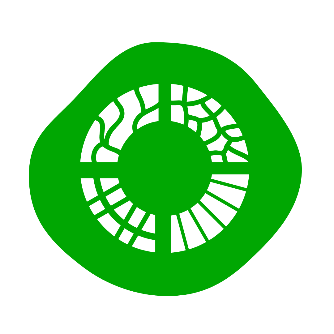 A blue circle with a white circle in the middle on a white background.