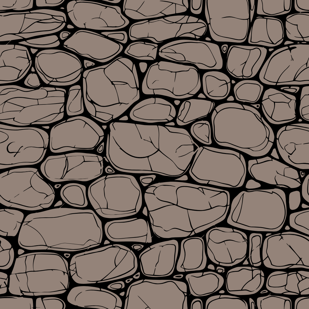 A black and white drawing of a stone wall