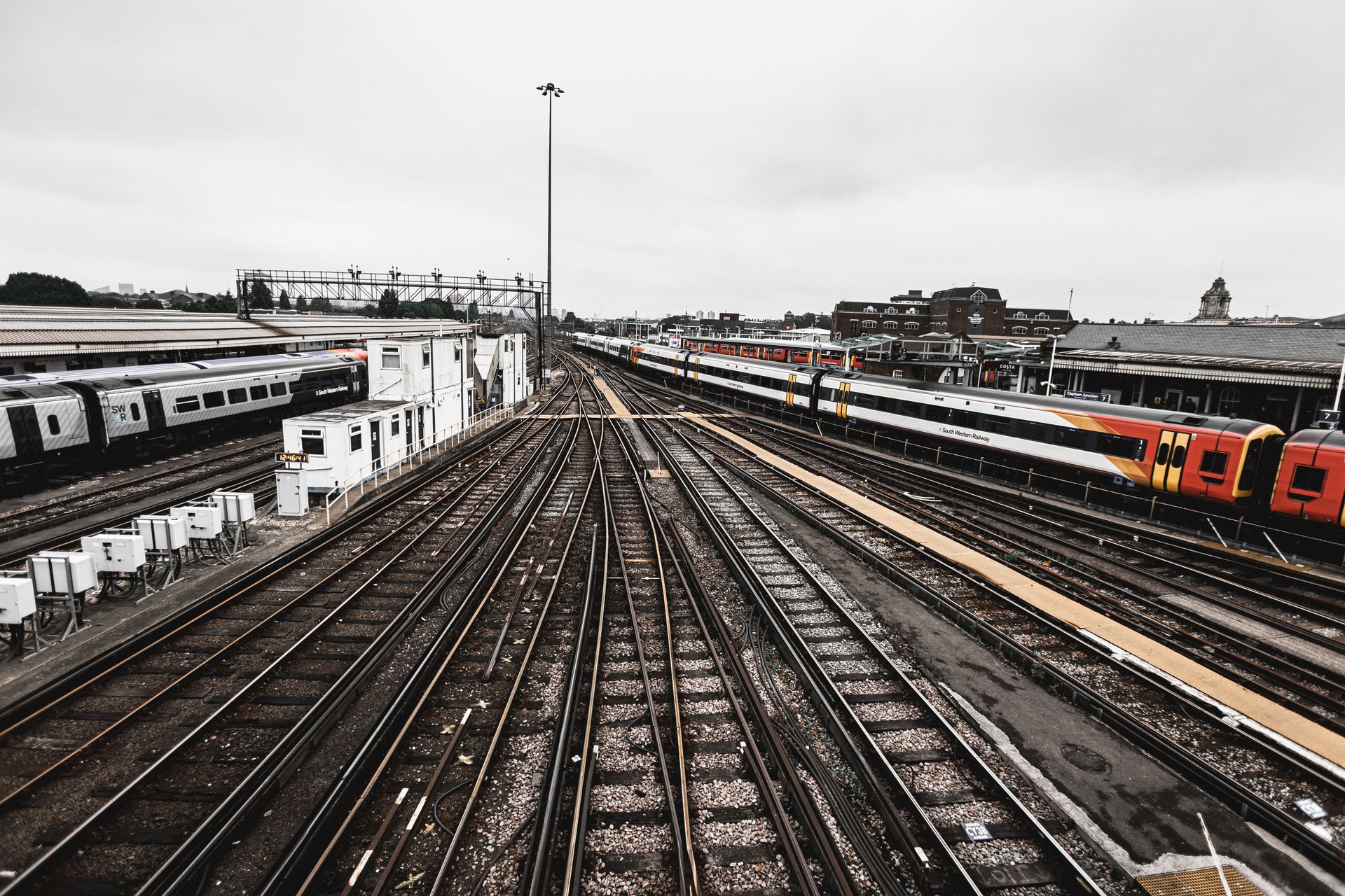 An aerial photograph of Clapham Junction. 