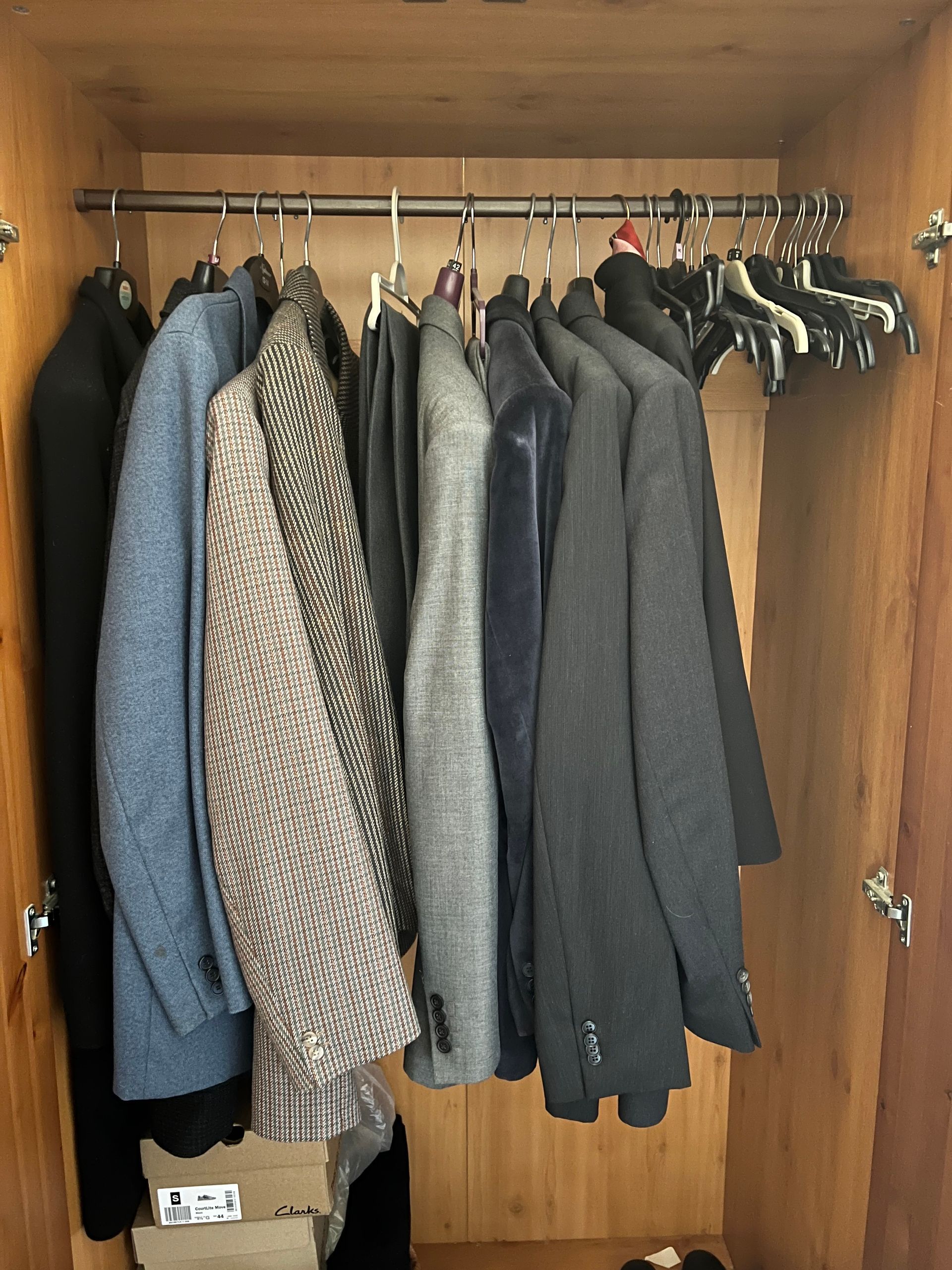 An open wardrobe displaying smart clothing.