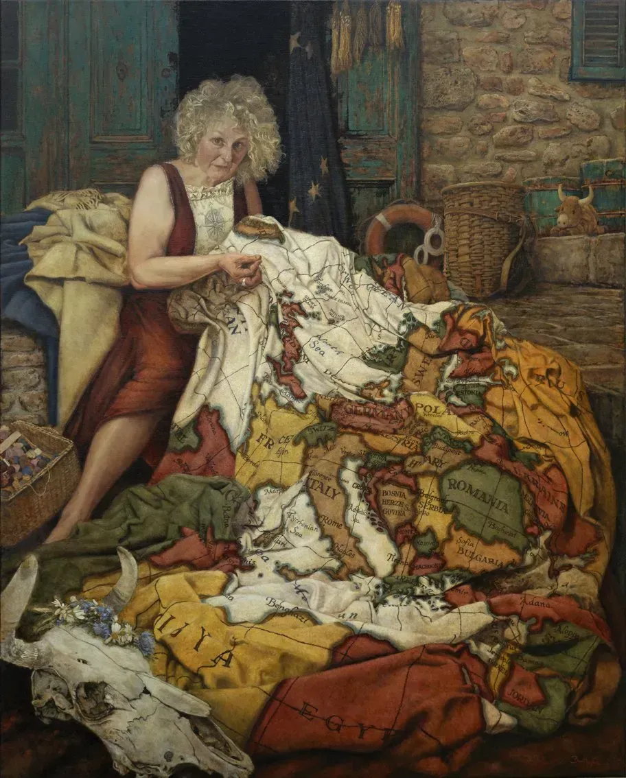 Bart Heijlen - Princess Europe - Brexit - EU - Oil painting by Bart Heijlen.