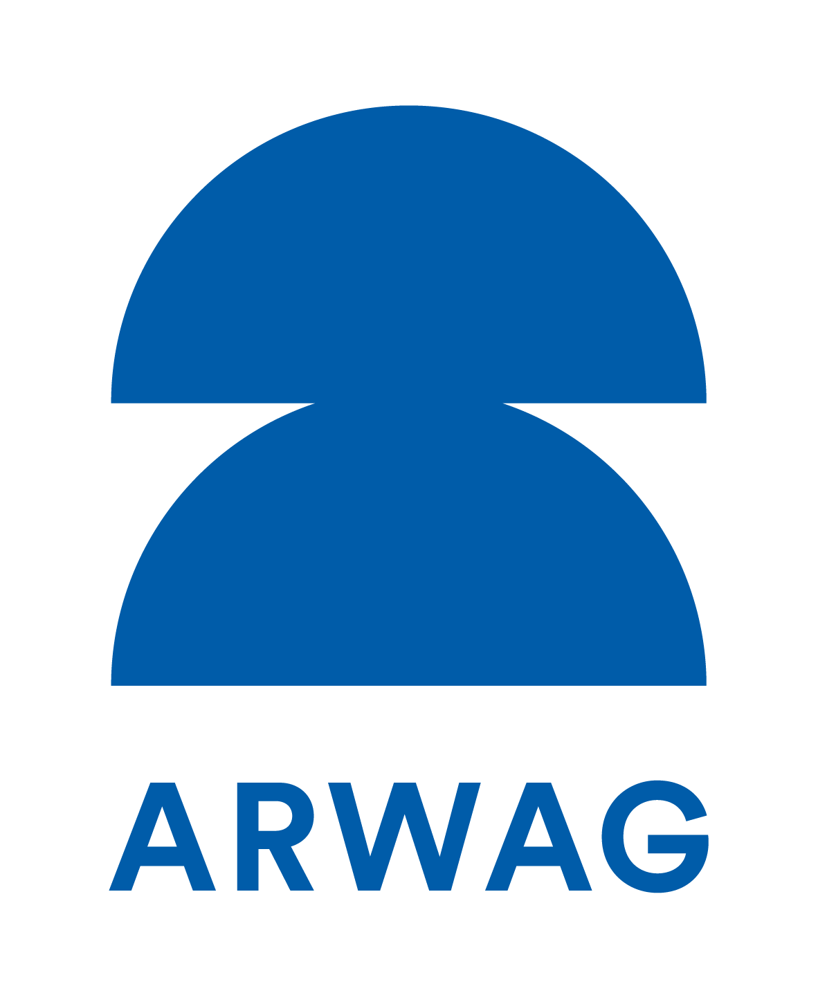 Ein blaues Logo mit dem Wort Arwag darauf