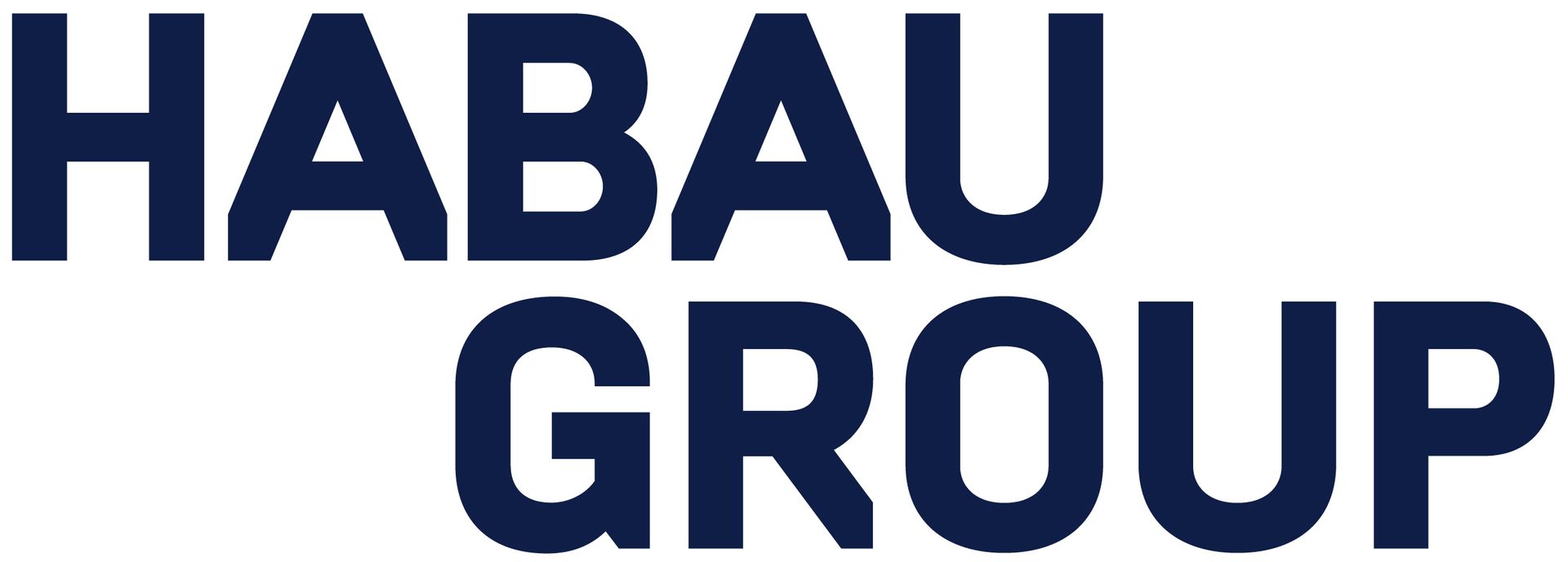 Das Logo der Habau Group ist blau und weiß auf weißem Hintergrund.