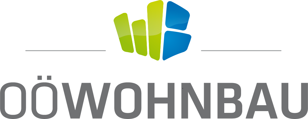 Ein blau-grünes Logo für ein Unternehmen namens oowohnbau