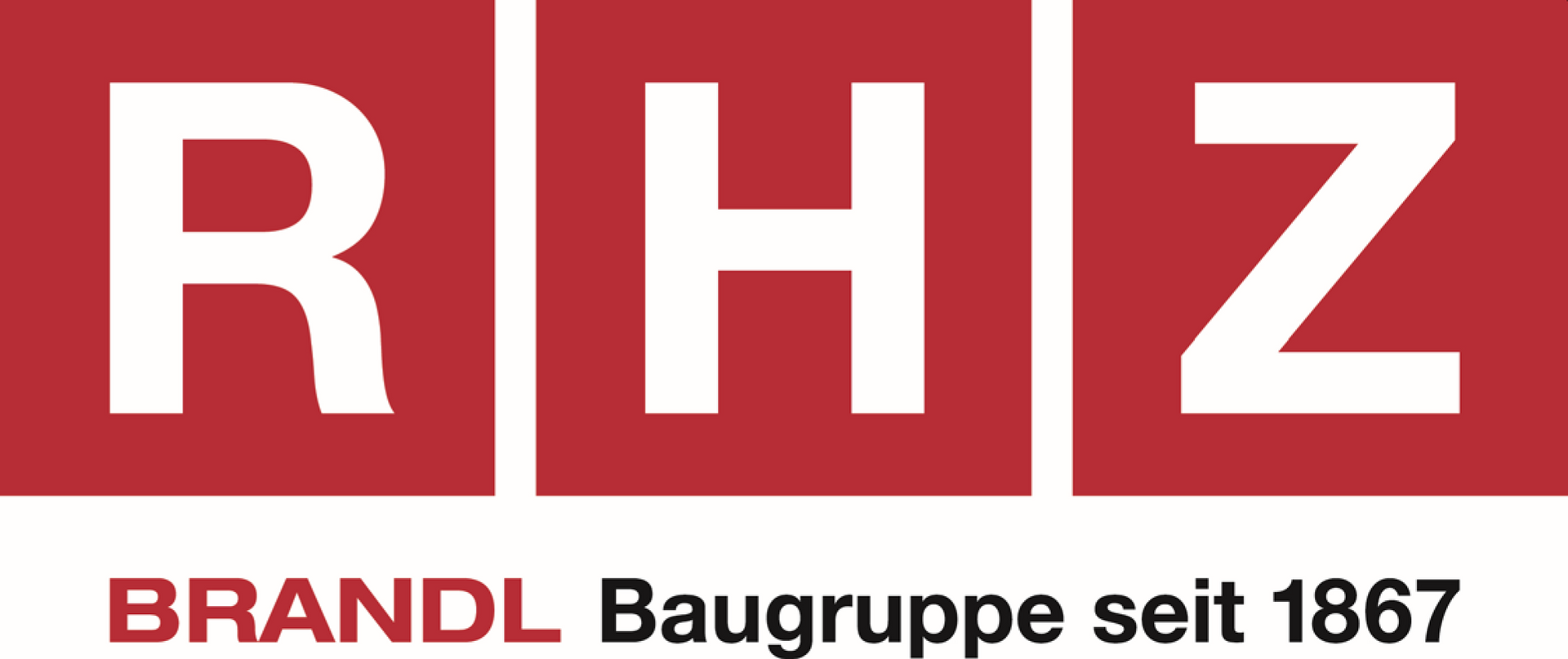 A red and white logo for brandl baugruppe seit 1867