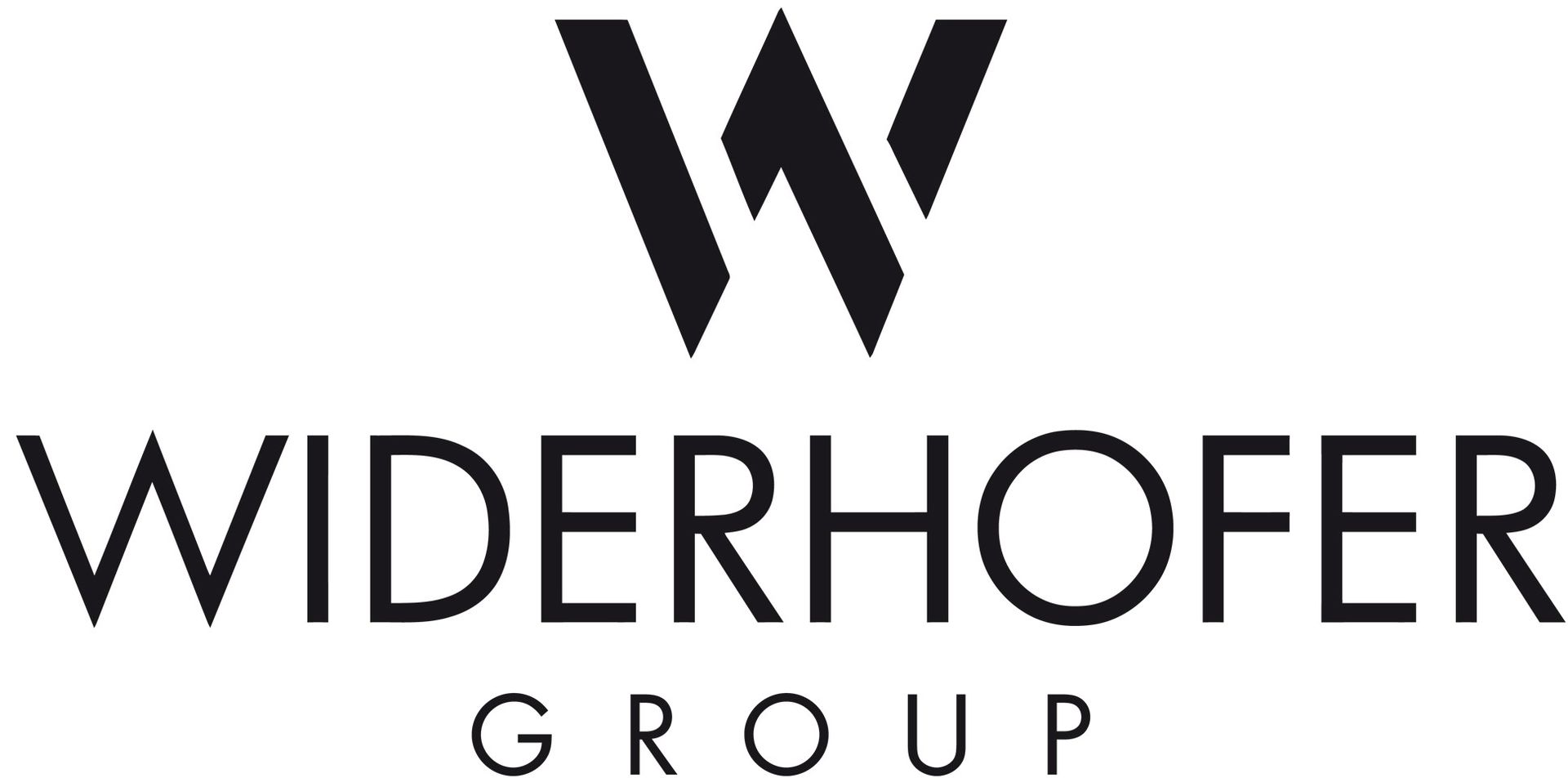 Ein schwarz-weißes Logo für ein Unternehmen namens Widerhofer Group.