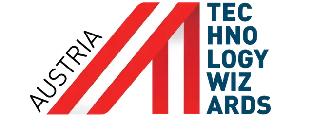 Austria Tech logy Wiz ards Logo auf weißem Hintergrund