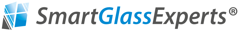 Das Logo von Smart Glass Experts ist blau und weiß