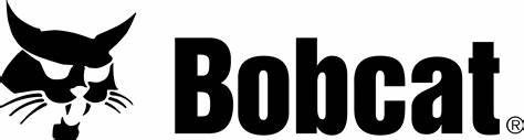 A black and white bobcat logo with a cat on it.