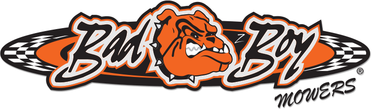 A logo for a mowers company with a bulldog on it.