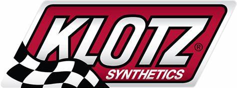 A red and white logo for klotz synthetics