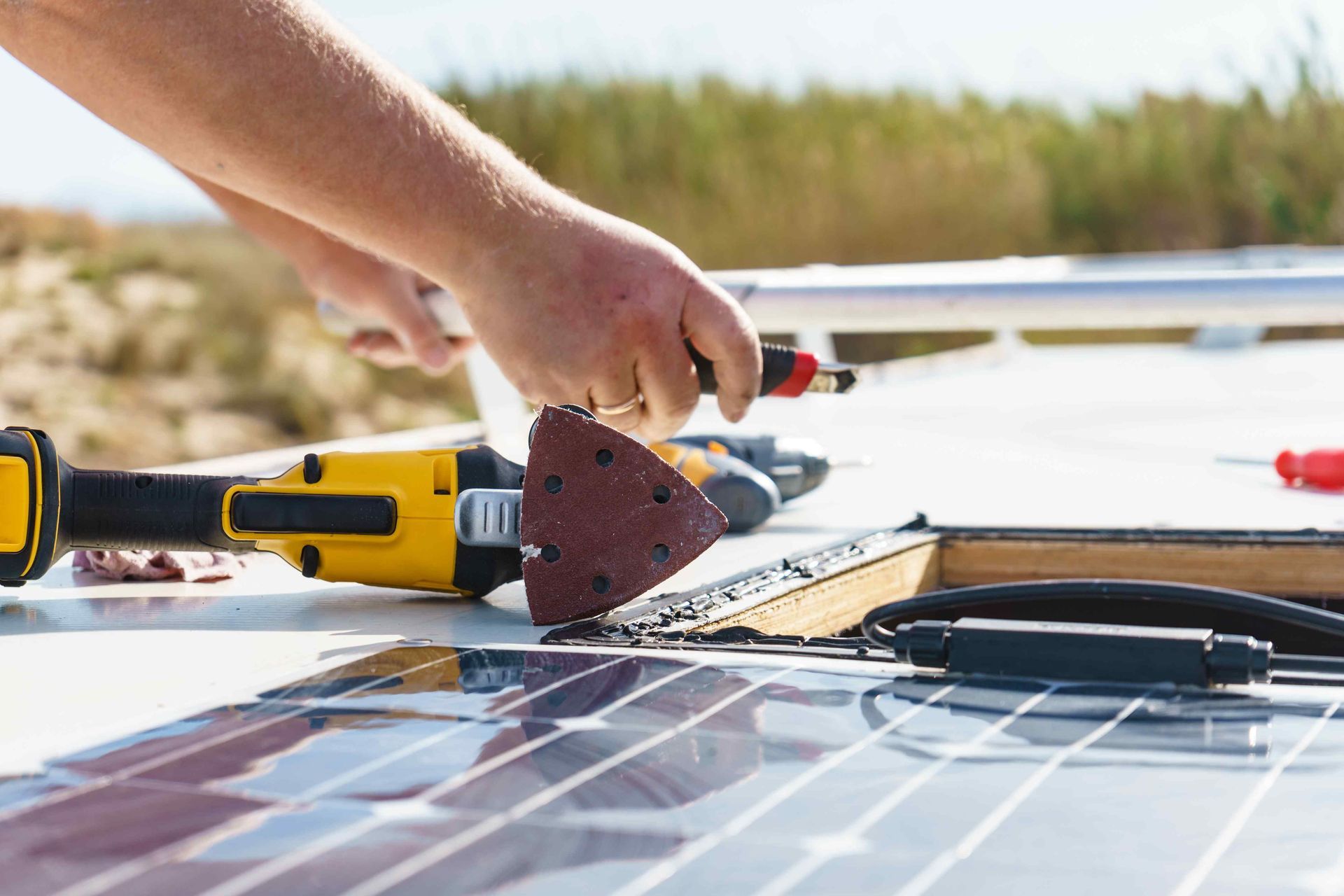 Affordable Solar Technician Repairing Solar Panels