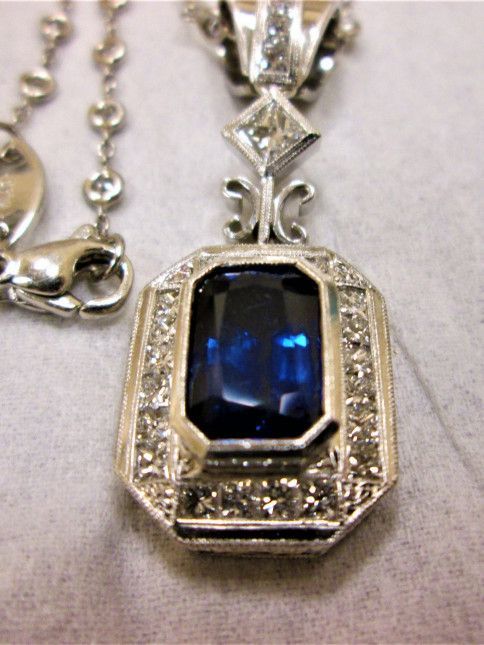 Vintage Blue Diamond Necklace