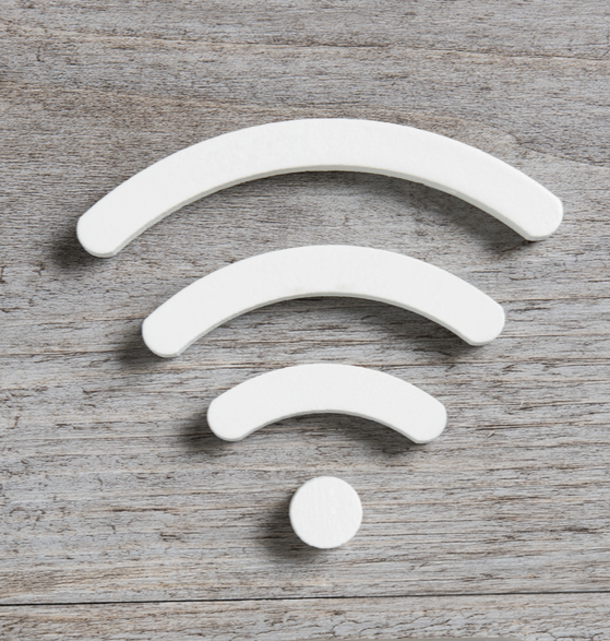 The WIFI symbol above a phone with the Miss Money Savvy icon.