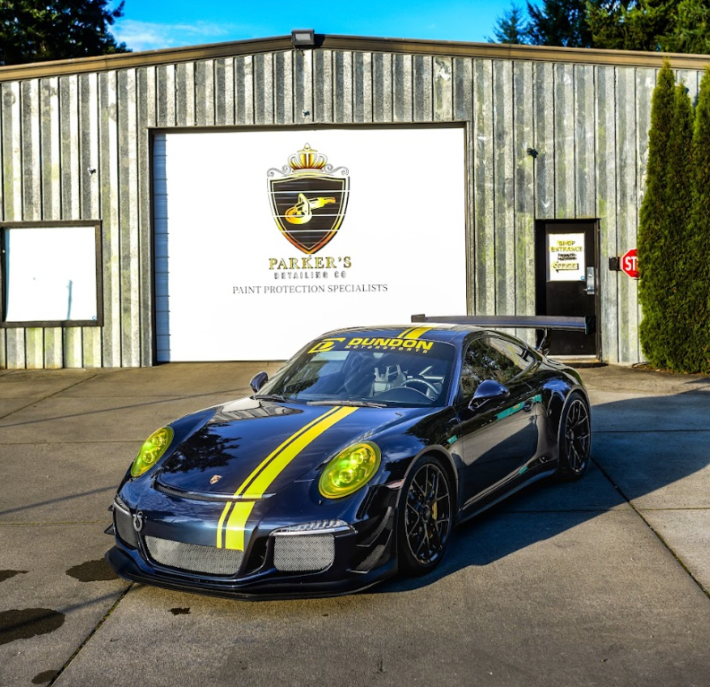 vehicle with ceramic coating parked outside