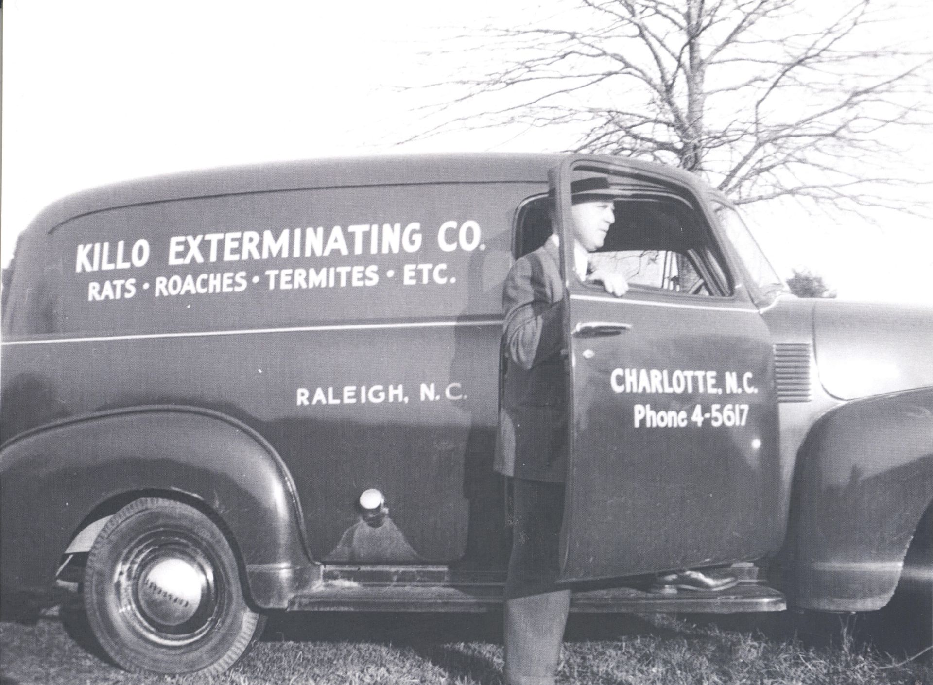 Original Killo Exterminating Car in 1939 in Raleigh, NC