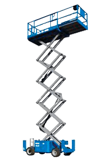 Quality gs-2646 8m scissor lifts with non-marking tyres for hire on the Gold Coast