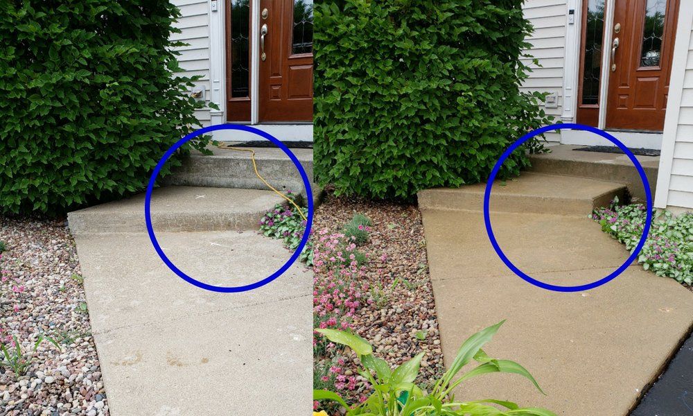 Concrete raising before and after