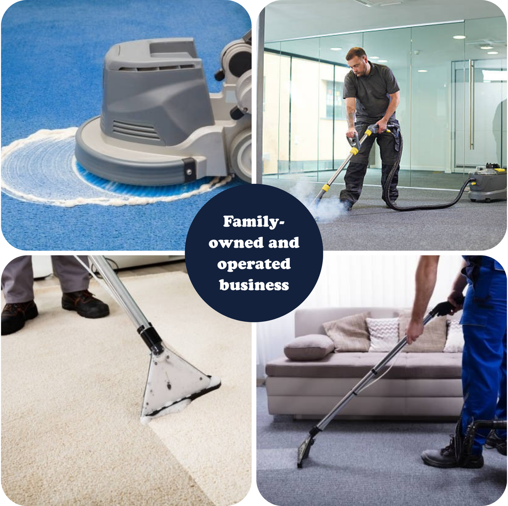 A person in a blue polo and dark pants uses a pressure washer to clean a stone patio next to a house exterior.
