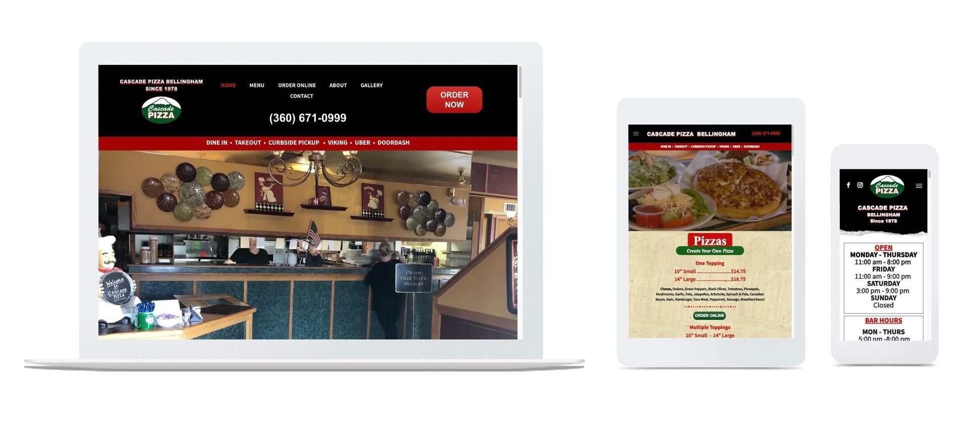 Cascade Pizza Bellingham website image