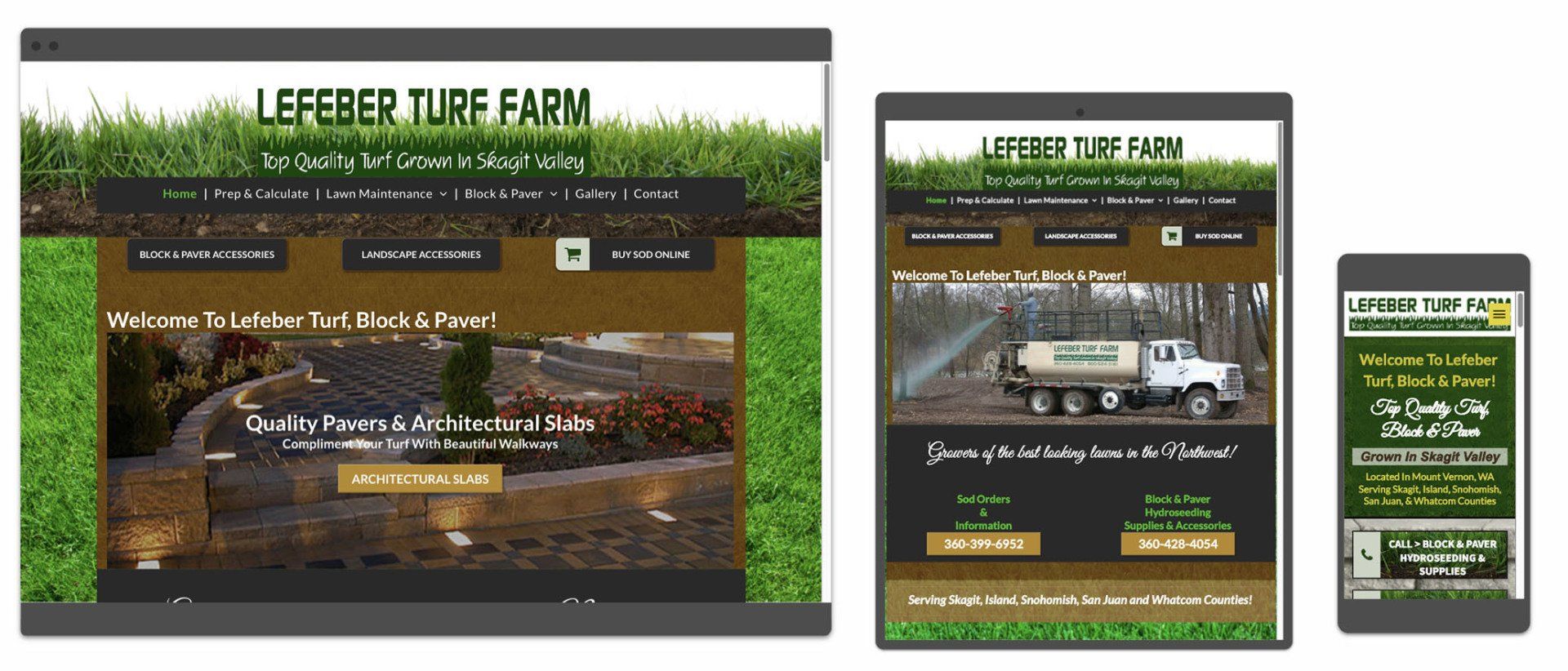 Lefeber Turf Farm website image