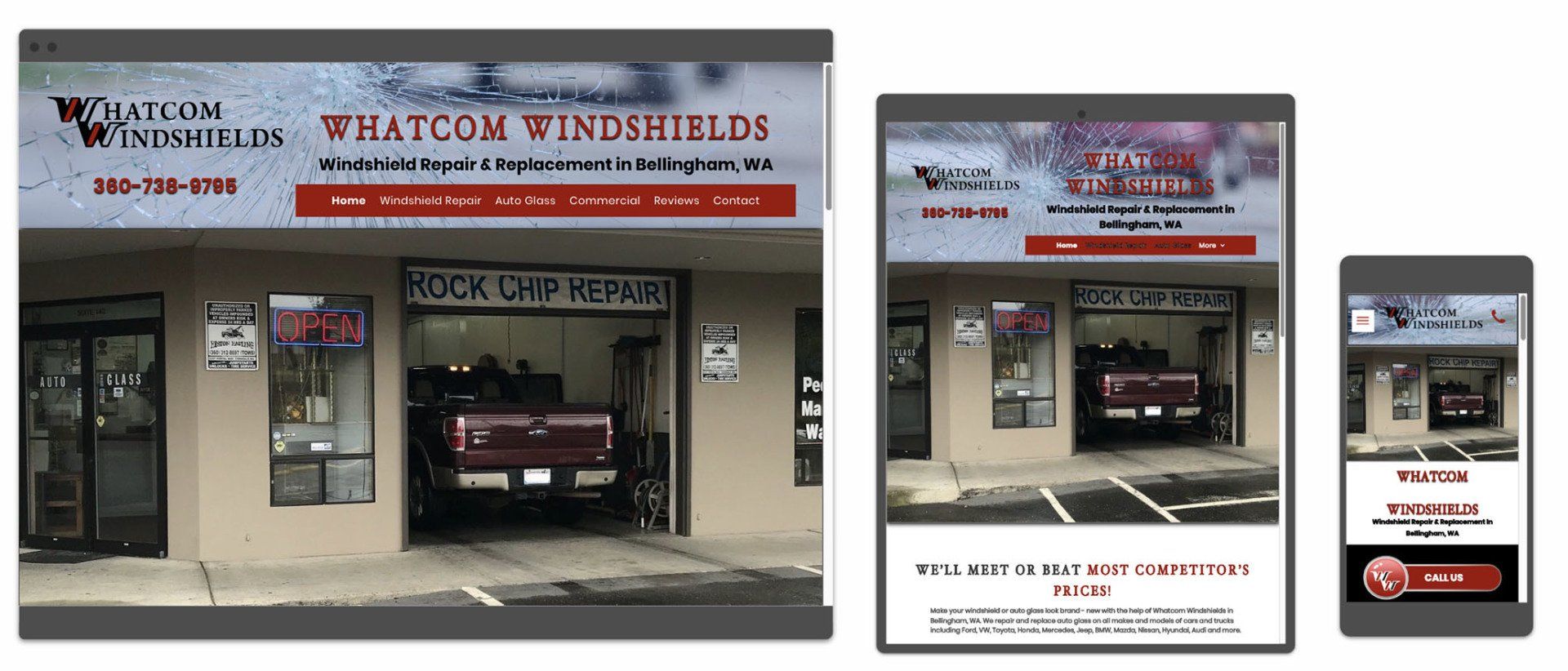 Whatcom Windshields website image