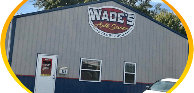 Front of Wade's Auto Service in Farmington, MO