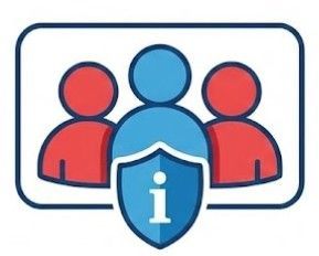 Three figures: Two red and one blue, with a blue shield bearing an 