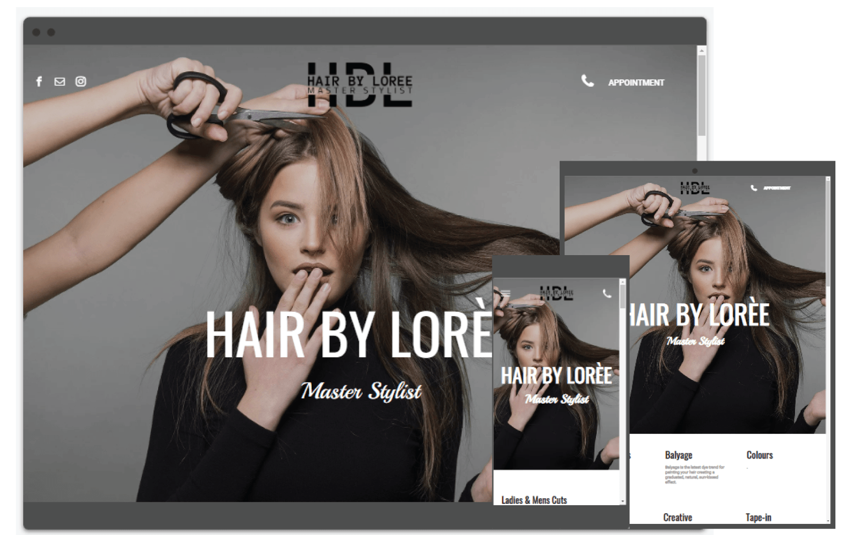 A woman is getting her hair cut at a hair salon.