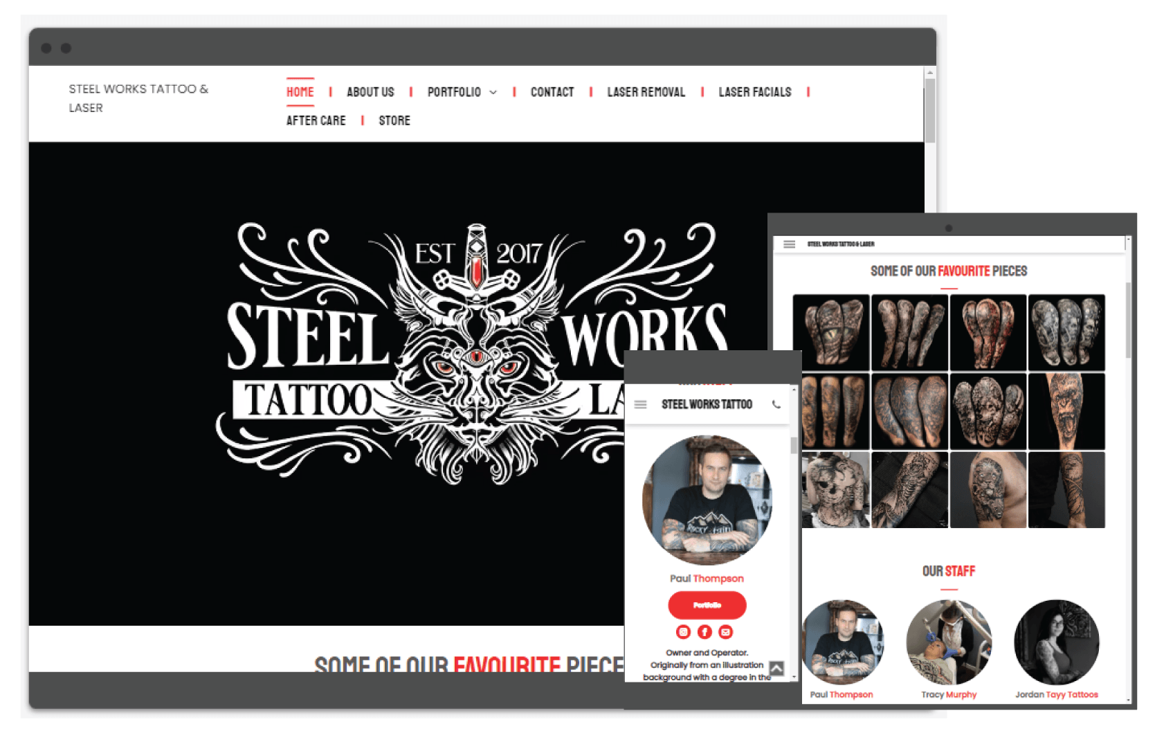 steelworks tattoo website made by boop interactive