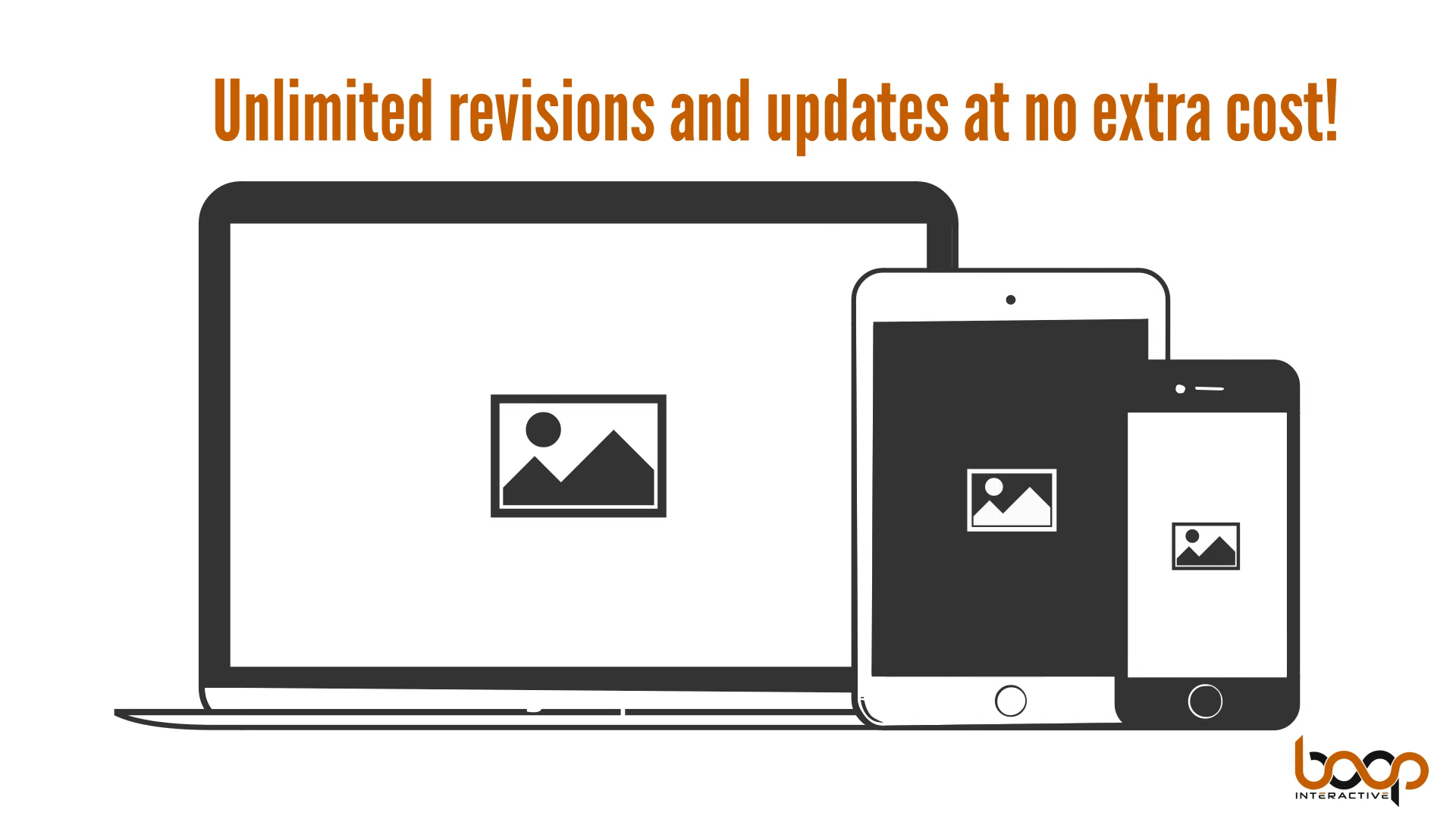 An advertisement for unlimited revisions and updates at no extra cost