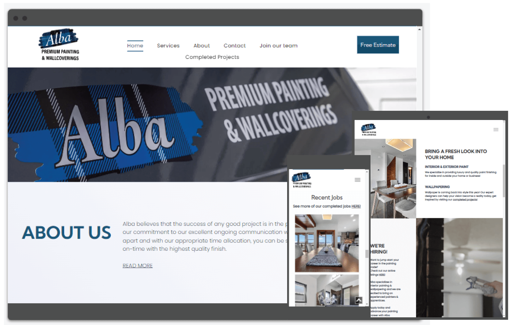 Alba premium painting website made by boop interactive