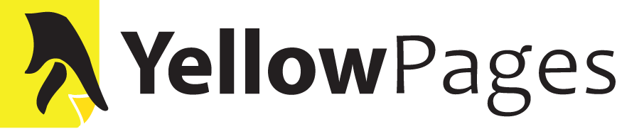 The yellow pages logo is yellow and black on a white background.