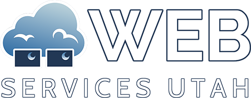 A logo for web services utah with a cloud and birds on it.