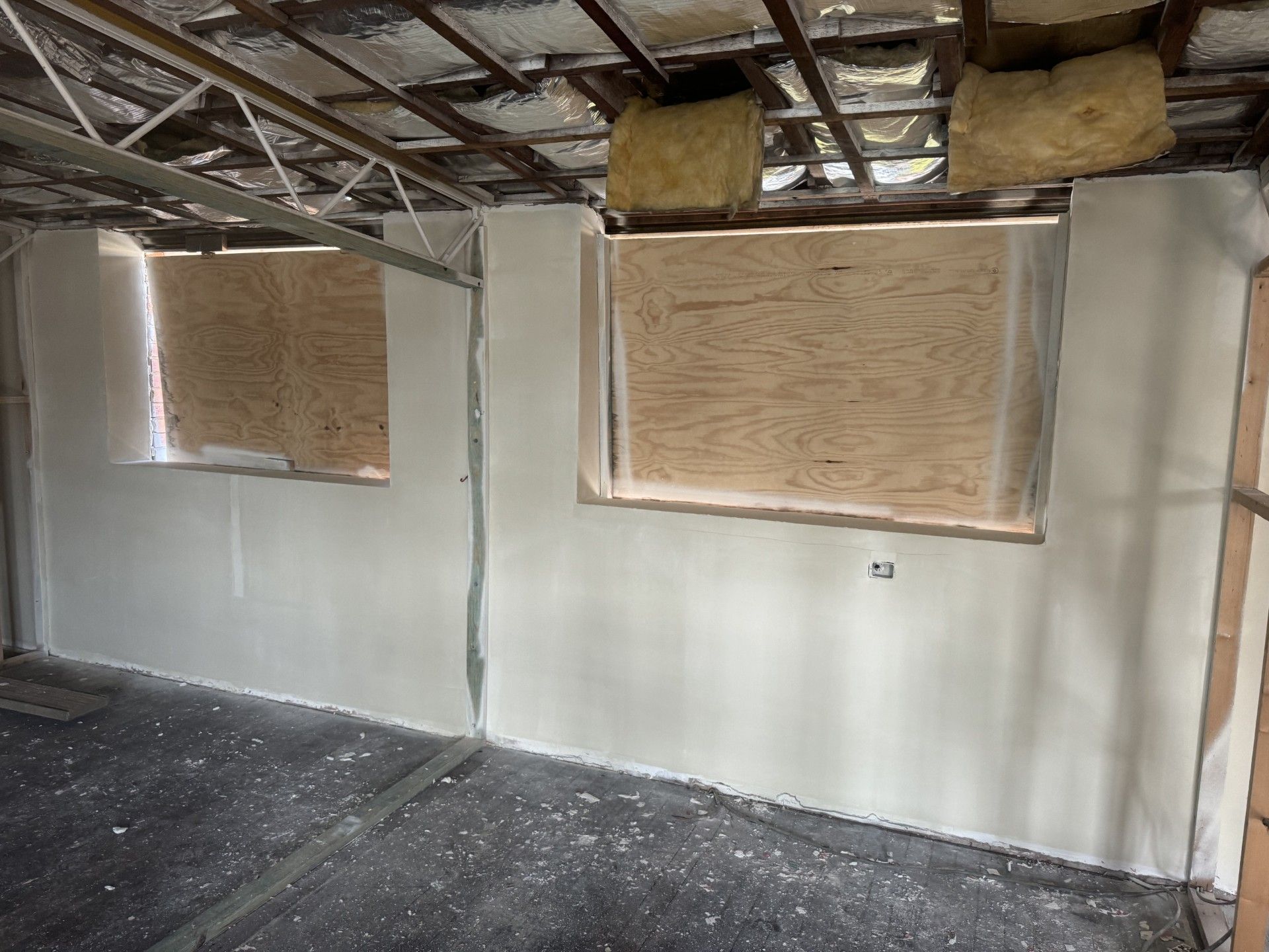 A Room with Two Windows and A Ceiling that Is Being Remodeled — Completely Plastered North Coast in Goonellabah, NSW