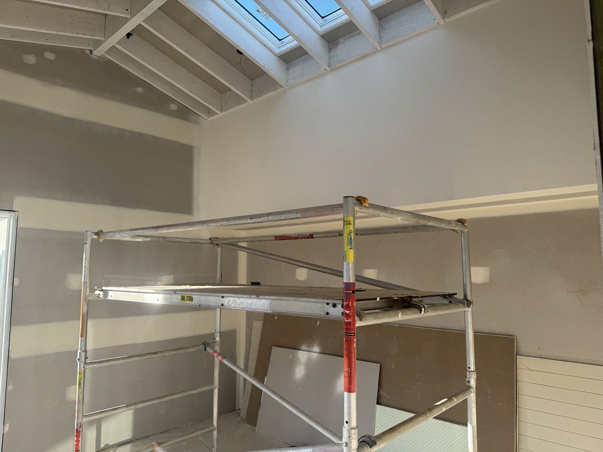 A Scaffolding in A Room with A Skylight in The Ceiling — Completely Plastered North Coast in Goonellabah, NSW