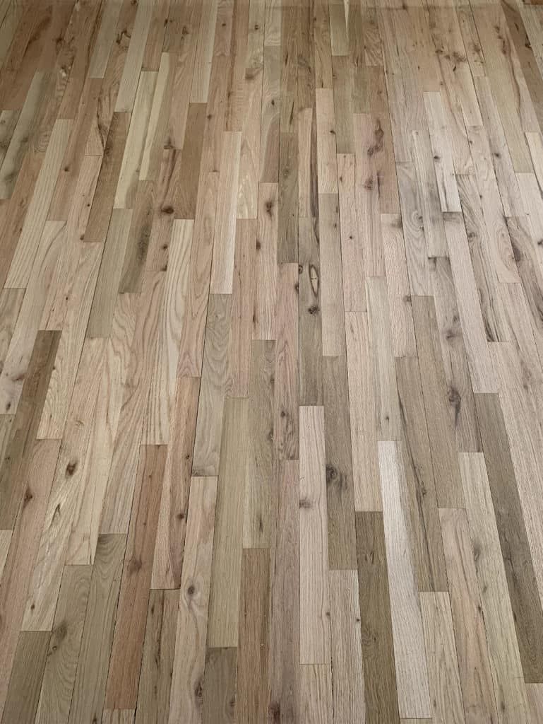 Unstained grade #12Common red oak hardwood flooring