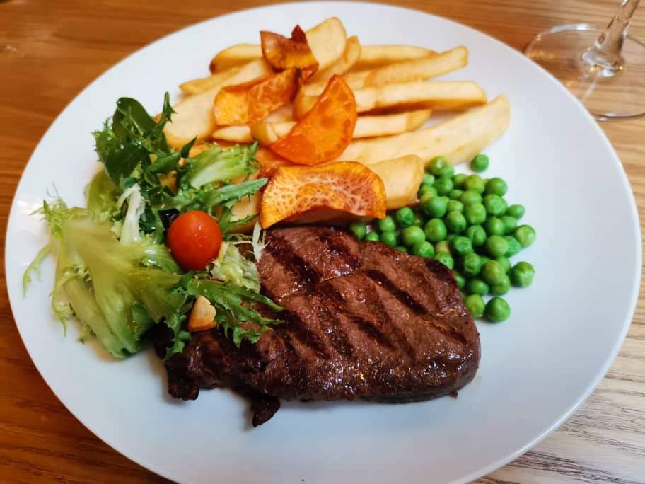 Steak with Fries and Peas