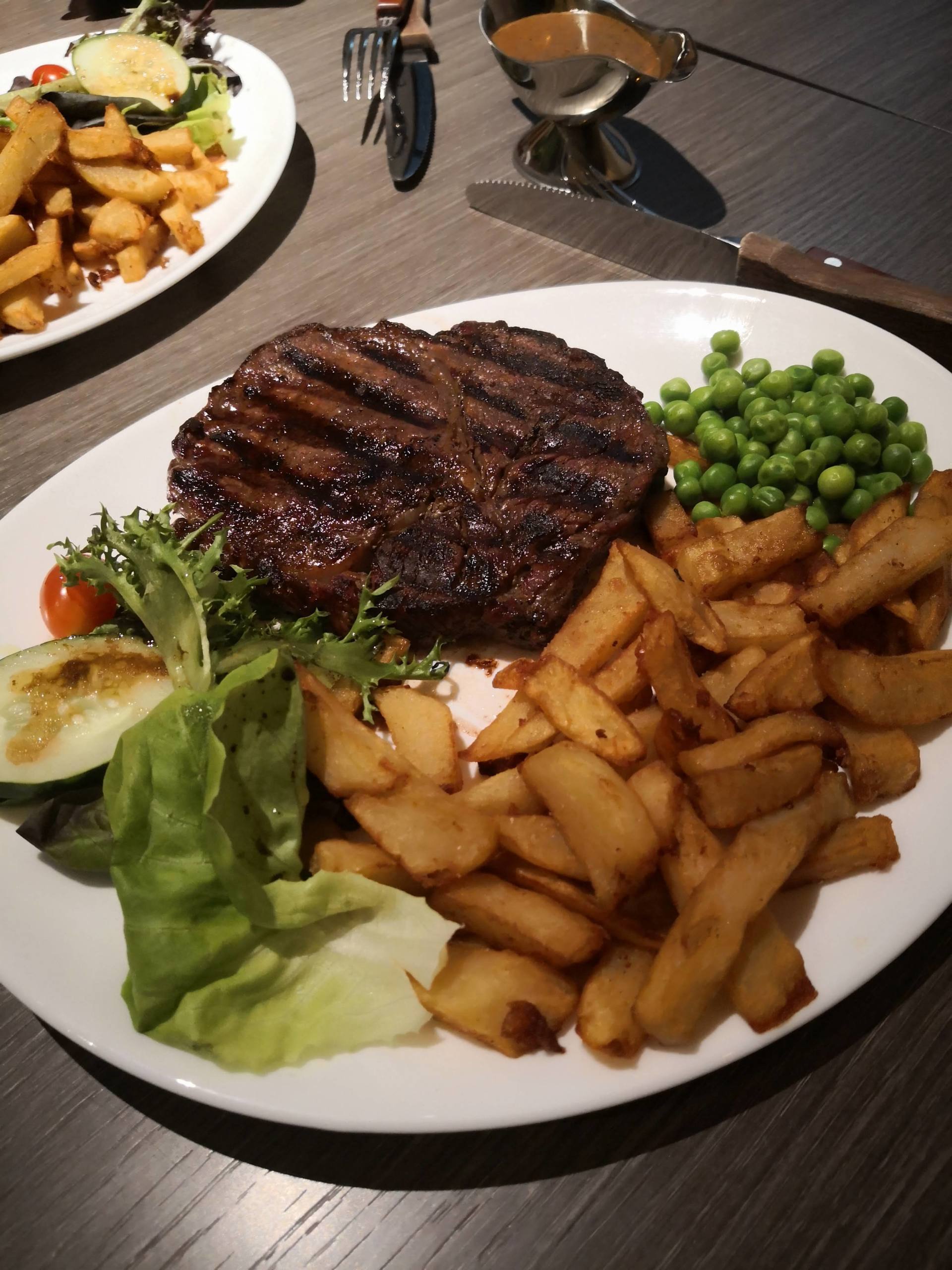 Steak with Fries and Peas