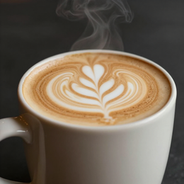 Latte art in ceramic mug