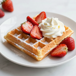 Belgian waffle with strawberries